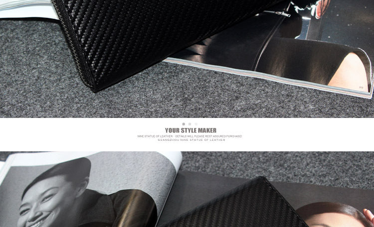 Cross-border exclusive for new straw mat pattern ultra-fiber leather long men's wallet carbon fiber women's handbag OEM custom