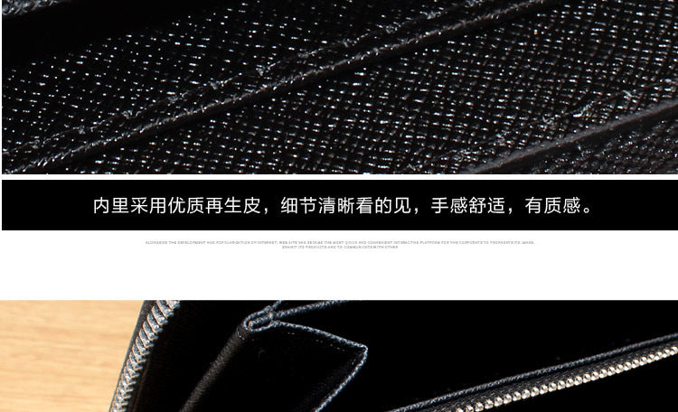 Cross-border exclusive for new straw mat pattern ultra-fiber leather long men's wallet carbon fiber women's handbag OEM custom