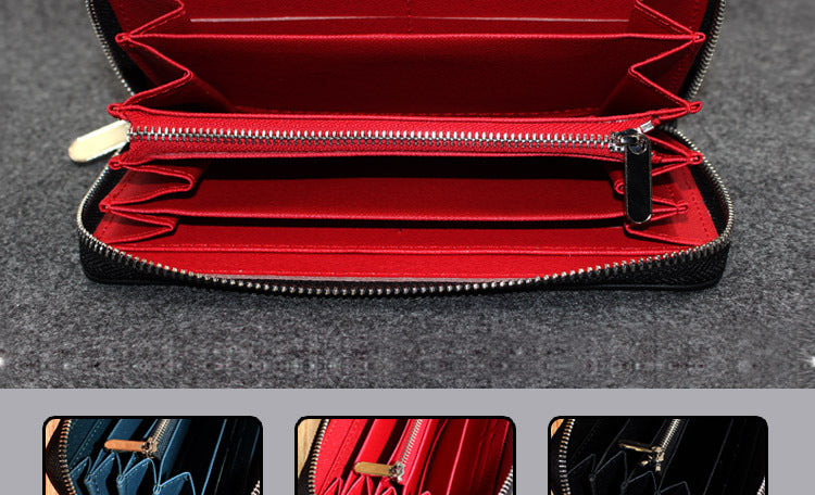 Cross-border exclusive for new straw mat pattern ultra-fiber leather long men's wallet carbon fiber women's handbag OEM custom