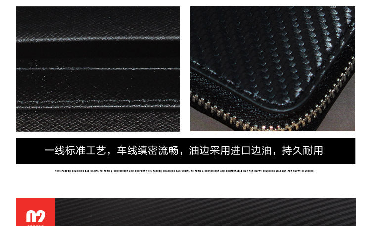 Cross-border exclusive for new straw mat pattern ultra-fiber leather long men's wallet carbon fiber women's handbag OEM custom