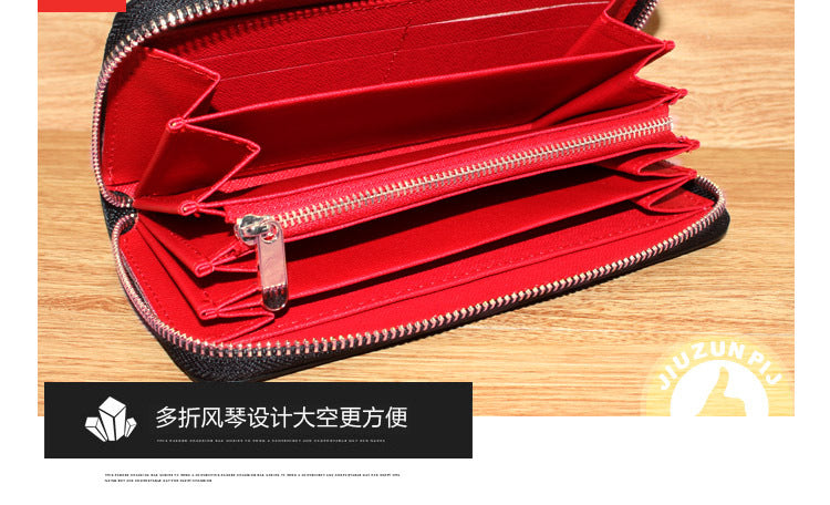 Cross-border exclusive for new straw mat pattern ultra-fiber leather long men's wallet carbon fiber women's handbag OEM custom