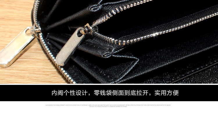 Cross-border exclusive for new straw mat pattern ultra-fiber leather long men's wallet carbon fiber women's handbag OEM custom
