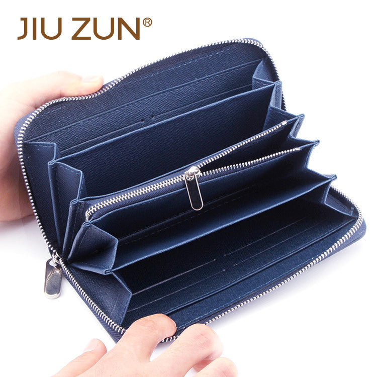 Cross-border exclusive for new straw mat pattern ultra-fiber leather long men's wallet carbon fiber women's handbag OEM custom