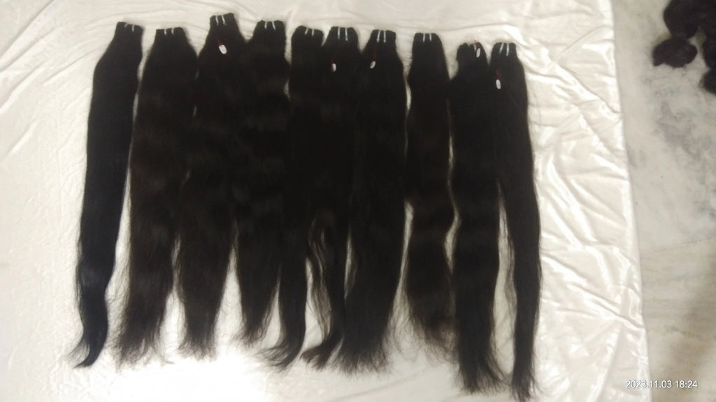 Raw Unprocessed Double Drawn Indian Remy Hair Bundles 12A Grade 100% Natural Cuticle Aligned Virgin Human Hair Bulk