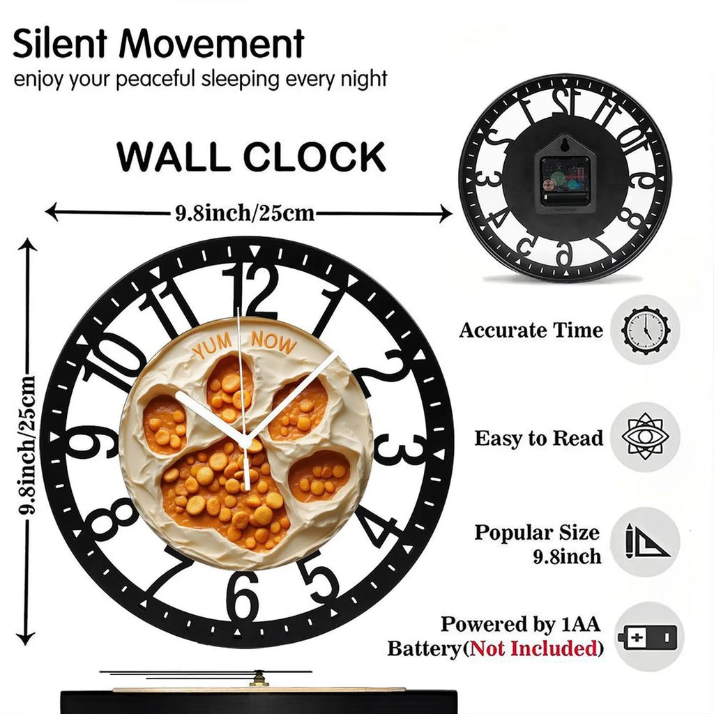 25cm Round Iron Clock Featuring a Saw and Wood Block