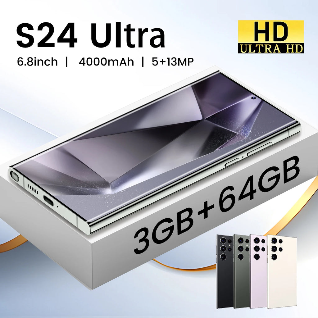 New Brand S24 Ultra Unlock 5G Smartphone 3+64GB Rear Camera 4800mAh Mobile Phones