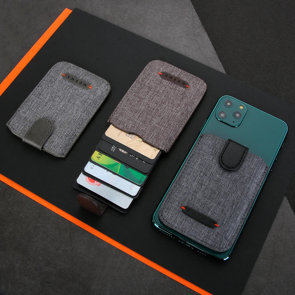 1PC Adhesive Stick 5 Pull Credit Card Holder Universal RFID Blocking Cell Phone Wallet Case Men Bank Business Name Card Storage