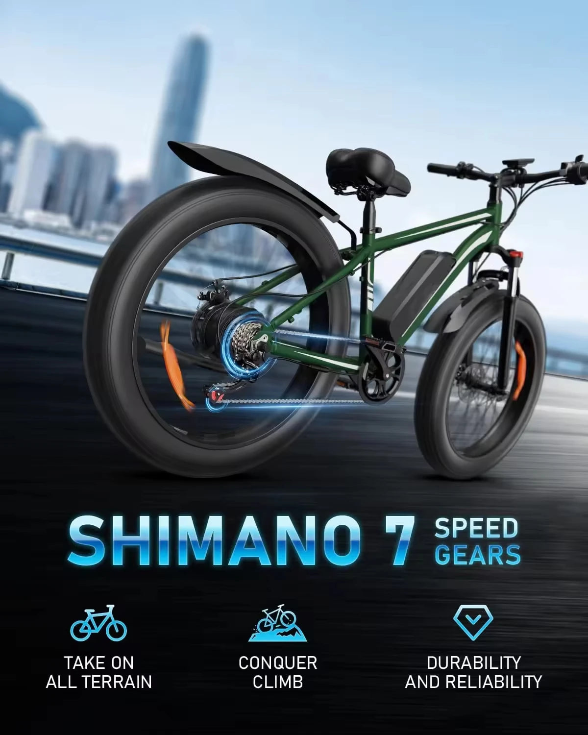 Free shipping, US stock, electric city bike, 26-inch full suspension mountain bike, 1000W motor, 48V, sports electric bicycle