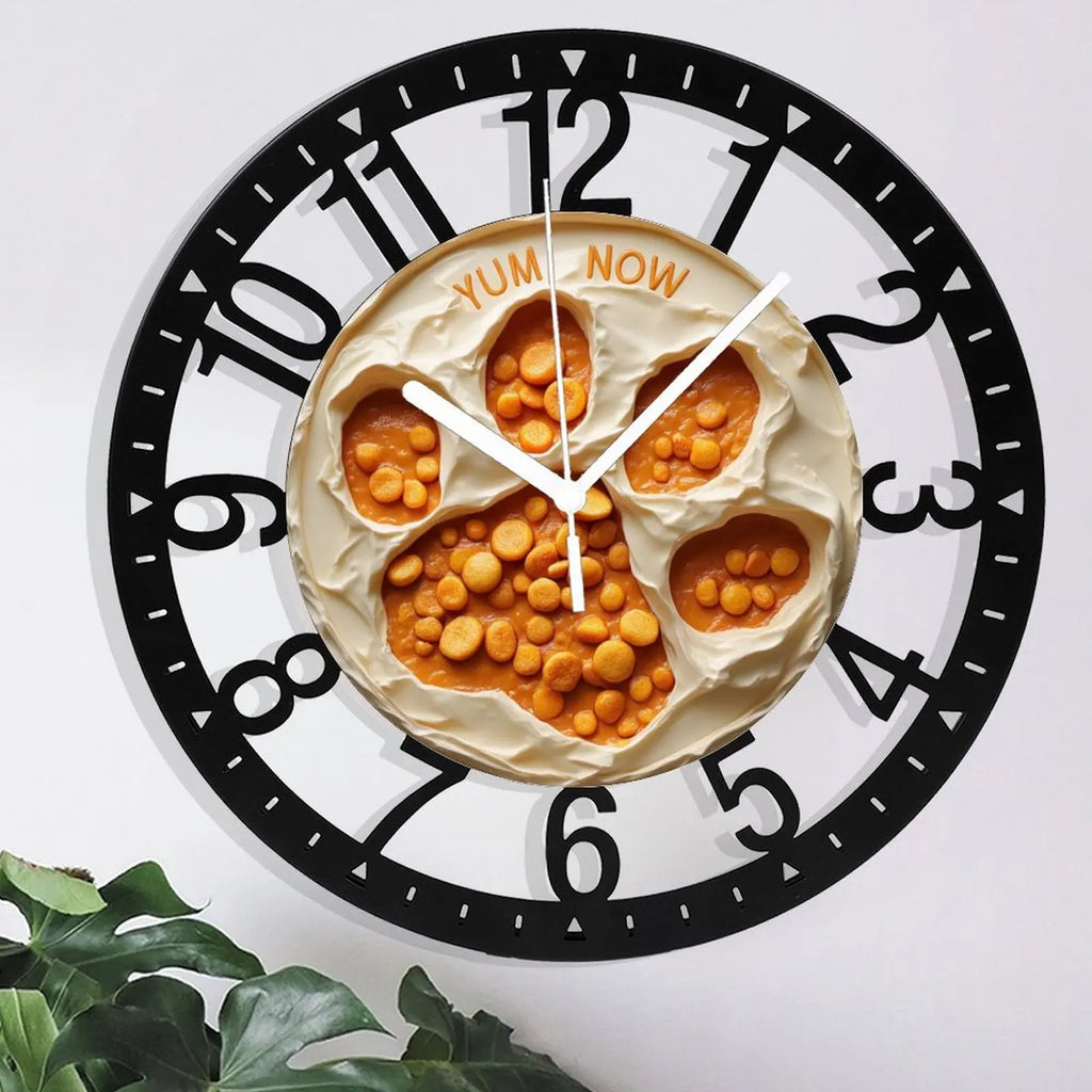 25cm Round Iron Clock Featuring a Saw and Wood Block