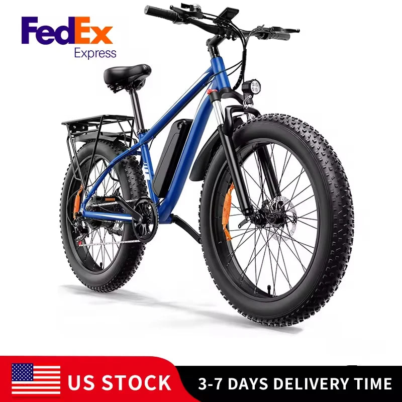 Free shipping, US stock, electric city bike, 26-inch full suspension mountain bike, 1000W motor, 48V, sports electric bicycle