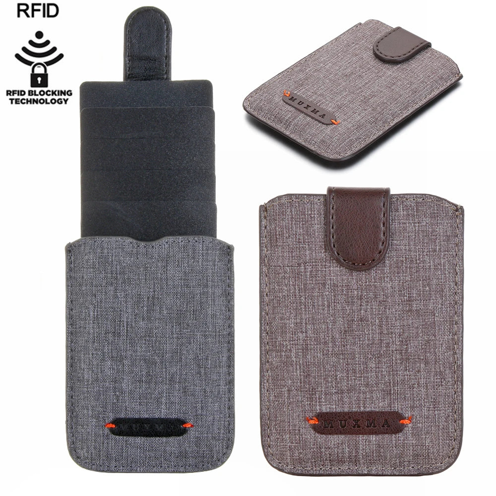 1PC Adhesive Stick 5 Pull Credit Card Holder Universal RFID Blocking Cell Phone Wallet Case Men Bank Business Name Card Storage