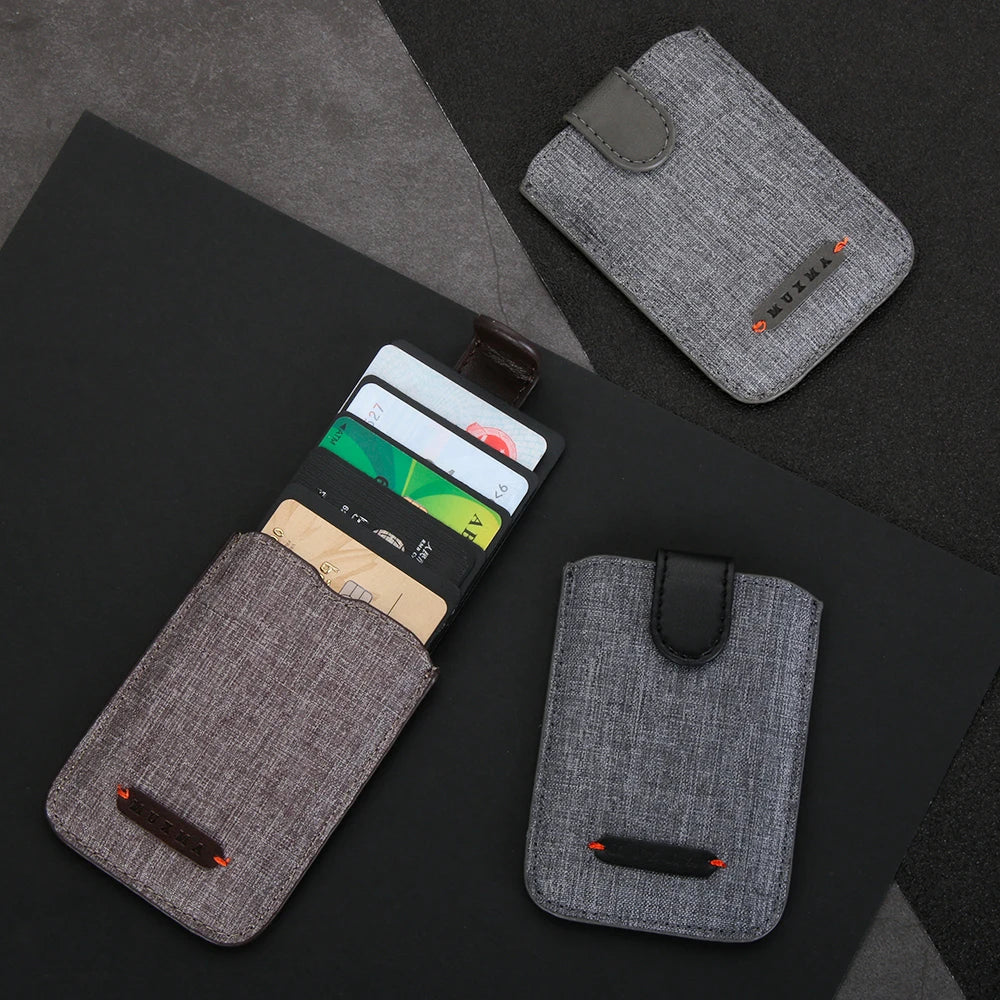 1PC Adhesive Stick 5 Pull Credit Card Holder Universal RFID Blocking Cell Phone Wallet Case Men Bank Business Name Card Storage