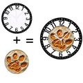 25cm Round Iron Clock Featuring a Saw and Wood Block