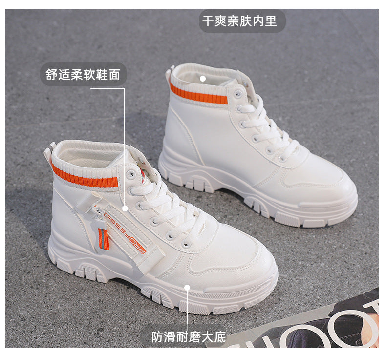 High-Top White Sneakers for Women 2026 Autumn Trendy Shoes Student Korean Style Versatile New Sneakers Sports Shoes Women's Shoes Qr522