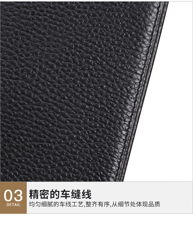 Men's Genuine Leather Card Holder Customized Litchi Pattern Top Layer Cowhide Credit Card Holder Anti-Magnetic RFID Customized 8106
