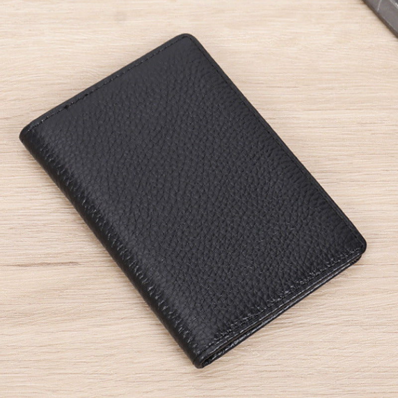 Men's Genuine Leather Card Holder Customized Litchi Pattern Top Layer Cowhide Credit Card Holder Anti-Magnetic RFID Customized 8106