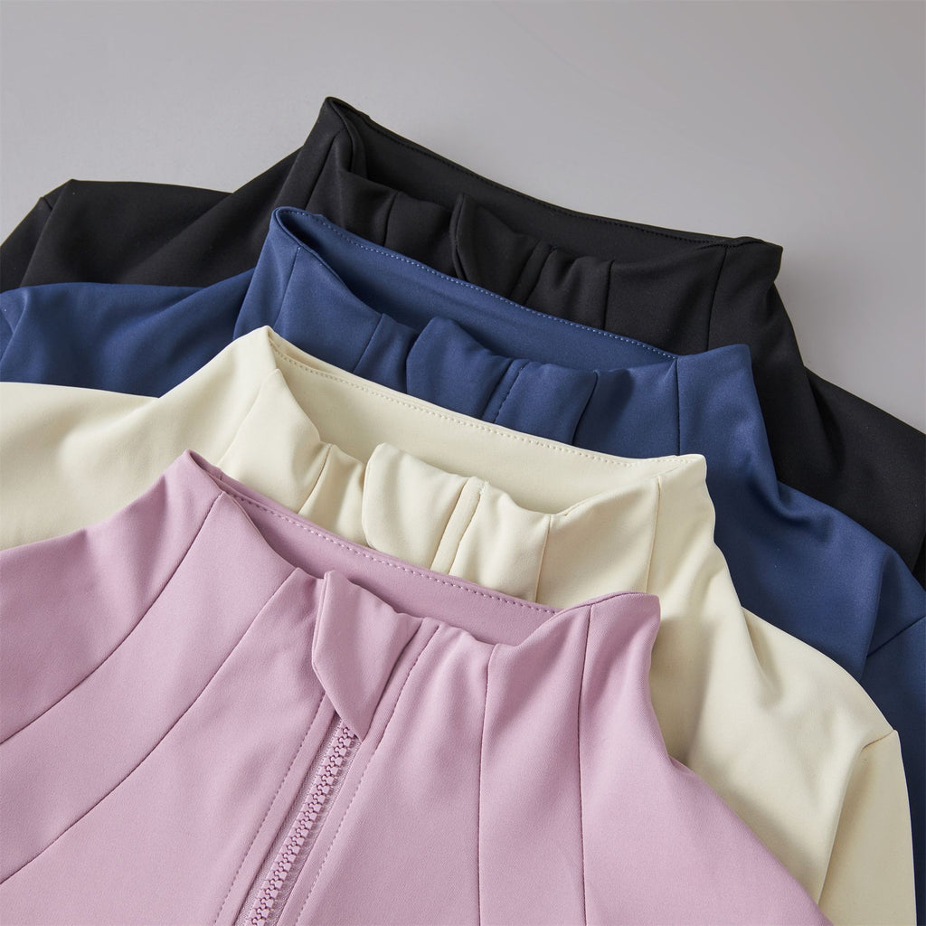 Yoga Clothing Women's Spring and Summer Vertical Collar Zipper Jacket Slim-fit Sun Protection Slimming Long-sleeved High-end Running Sports Fitness Top