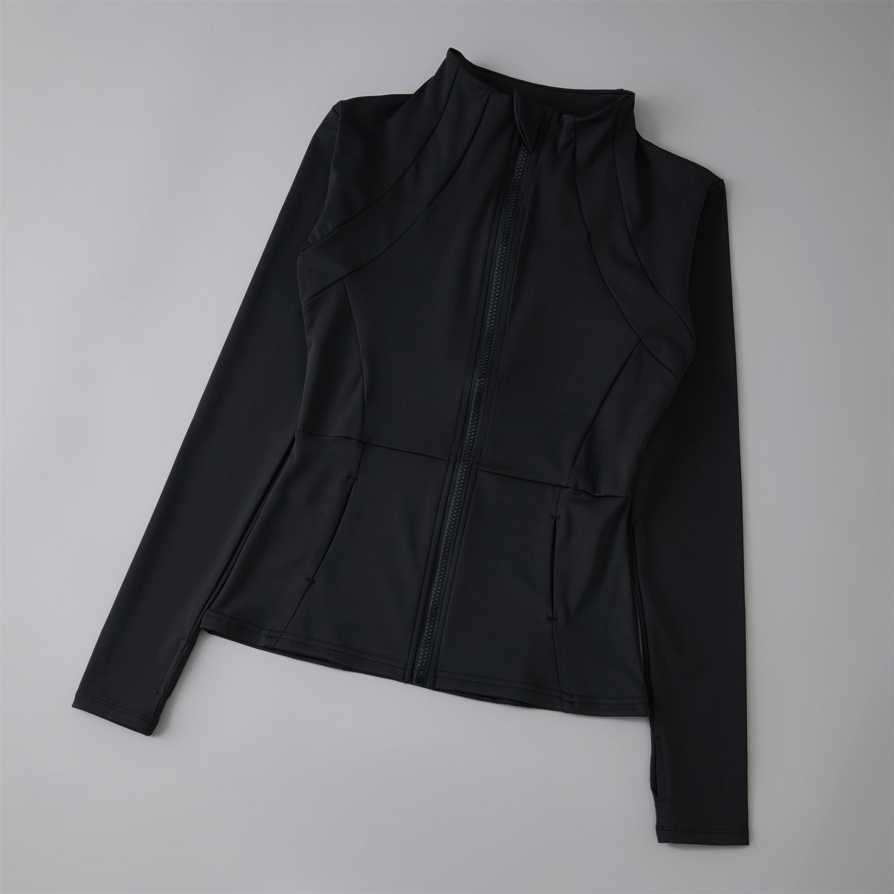 Yoga Clothing Women's Spring and Summer Vertical Collar Zipper Jacket Slim-fit Sun Protection Slimming Long-sleeved High-end Running Sports Fitness Top