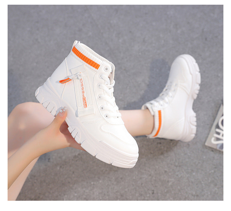 High-Top White Sneakers for Women 2026 Autumn Trendy Shoes Student Korean Style Versatile New Sneakers Sports Shoes Women's Shoes Qr522