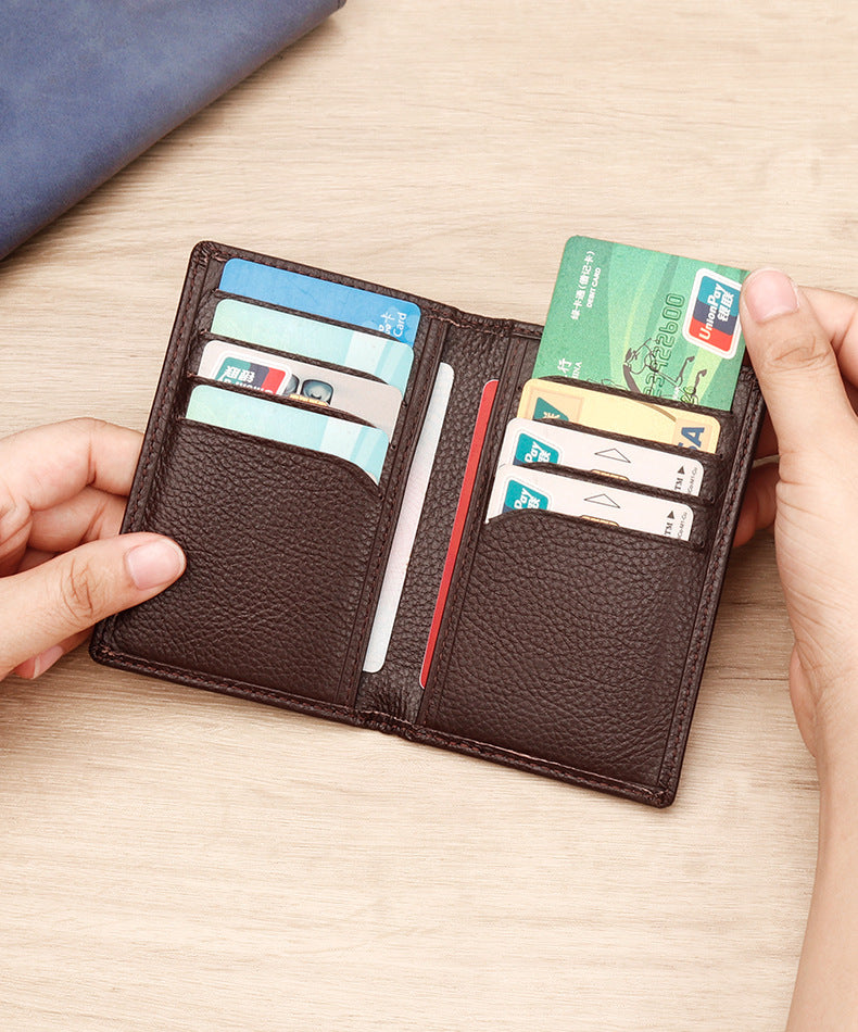 Men's Genuine Leather Card Holder Customized Litchi Pattern Top Layer Cowhide Credit Card Holder Anti-Magnetic RFID Customized 8106