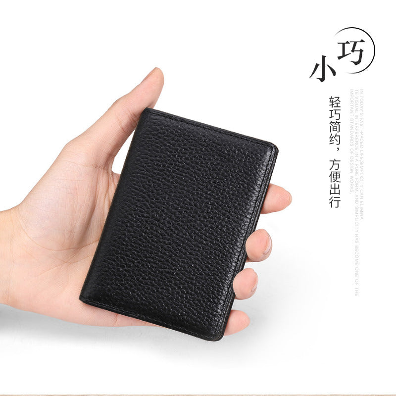 Men's Genuine Leather Card Holder Customized Litchi Pattern Top Layer Cowhide Credit Card Holder Anti-Magnetic RFID Customized 8106