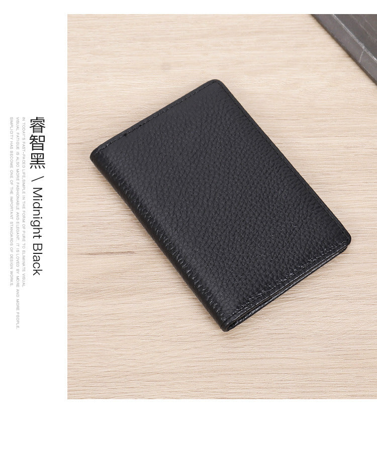 Men's Genuine Leather Card Holder Customized Litchi Pattern Top Layer Cowhide Credit Card Holder Anti-Magnetic RFID Customized 8106