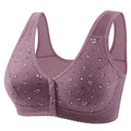 Front Button Middle-Aged and Elderly Large Size Push-Up Bra Thin Underwear Women's Soft Cotton Printed Wire-Free Vest Style Underwear