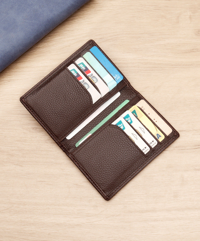 Men's Genuine Leather Card Holder Customized Litchi Pattern Top Layer Cowhide Credit Card Holder Anti-Magnetic RFID Customized 8106