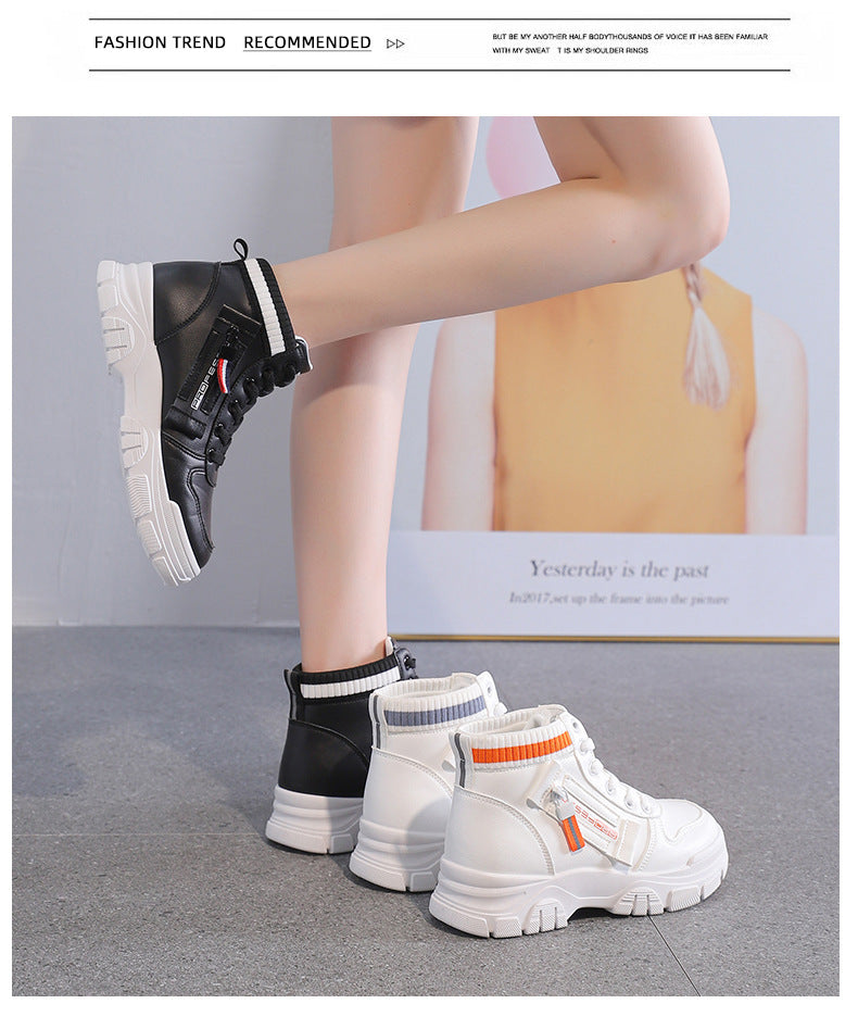 High-Top White Sneakers for Women 2026 Autumn Trendy Shoes Student Korean Style Versatile New Sneakers Sports Shoes Women's Shoes Qr522