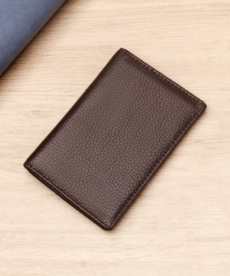 Men's Genuine Leather Card Holder Customized Litchi Pattern Top Layer Cowhide Credit Card Holder Anti-Magnetic RFID Customized 8106