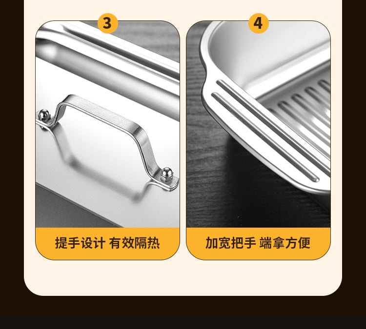Popular Stainless Steel Grilled Fish Plate, Crayfish Plate, Rectangular Deep Plate, Barbecue Plate, Barbecue Grill, Electric Grill, Grilled Fish Plate