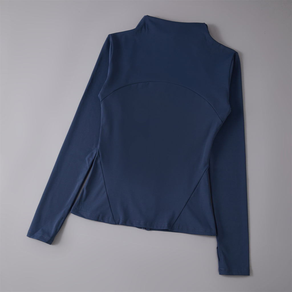 Yoga Clothing Women's Spring and Summer Vertical Collar Zipper Jacket Slim-fit Sun Protection Slimming Long-sleeved High-end Running Sports Fitness Top