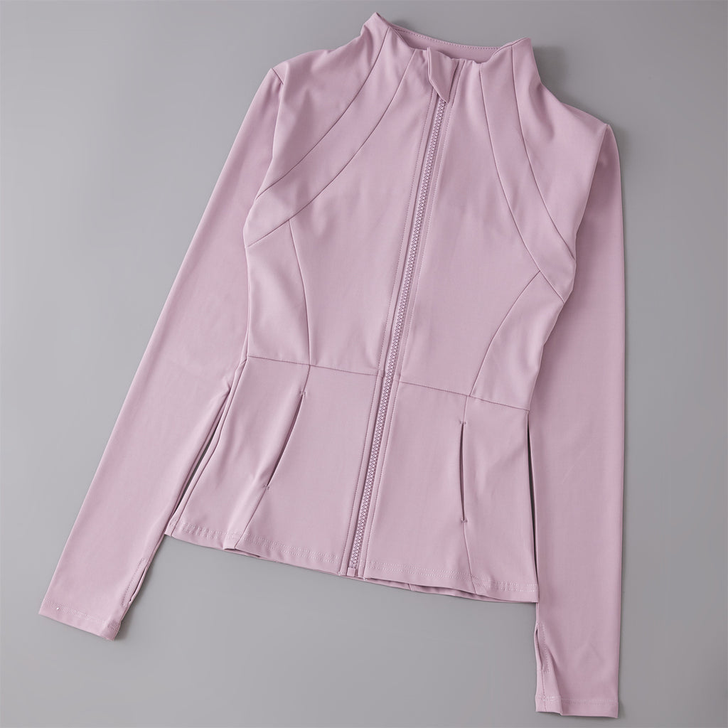 Yoga Clothing Women's Spring and Summer Vertical Collar Zipper Jacket Slim-fit Sun Protection Slimming Long-sleeved High-end Running Sports Fitness Top