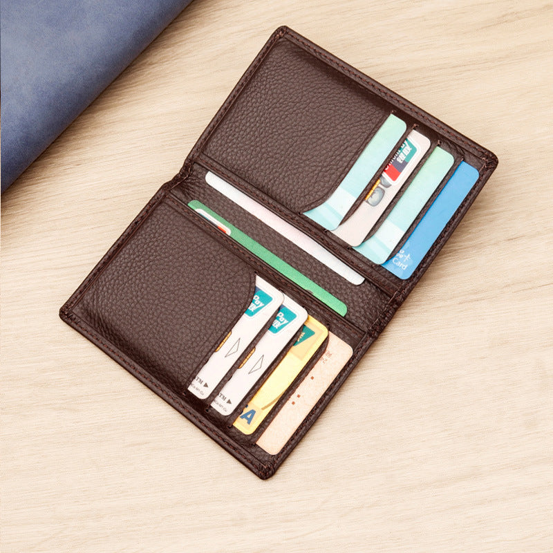 Men's Genuine Leather Card Holder Customized Litchi Pattern Top Layer Cowhide Credit Card Holder Anti-Magnetic RFID Customized 8106