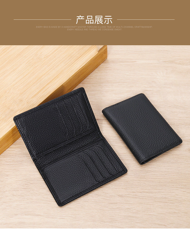 Men's Genuine Leather Card Holder Customized Litchi Pattern Top Layer Cowhide Credit Card Holder Anti-Magnetic RFID Customized 8106
