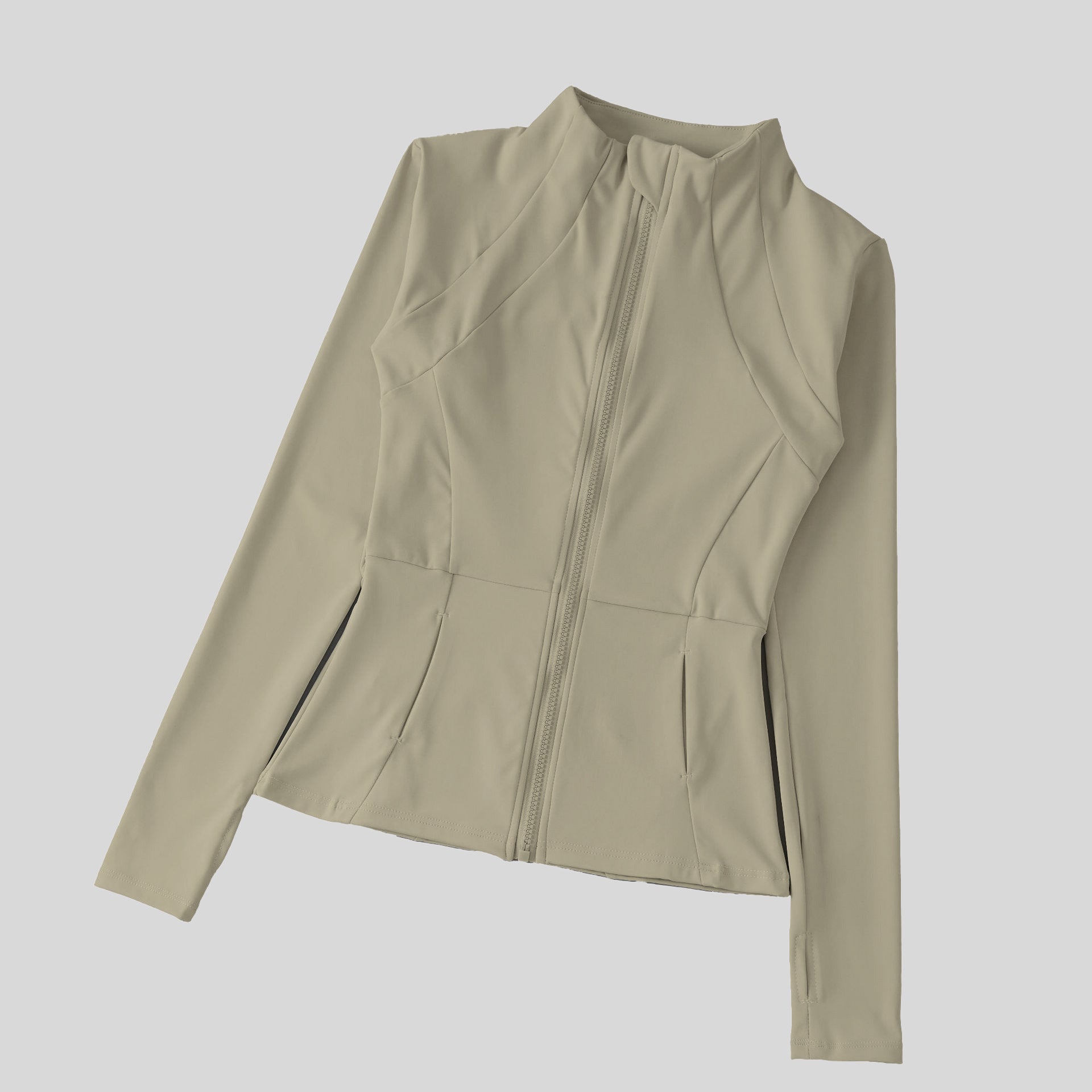 Yoga Clothing Women's Spring and Summer Vertical Collar Zipper Jacket Slim-fit Sun Protection Slimming Long-sleeved High-end Running Sports Fitness Top