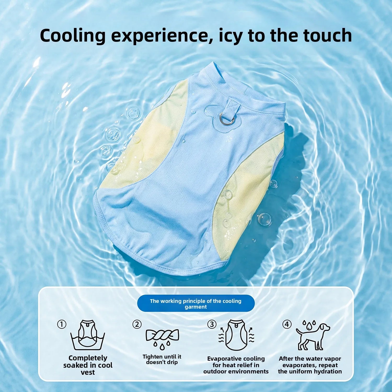 Dog cooling vest - summer sun protection, lightweight color block design, pet tank top, ice-cooling, breathable pet apparel
