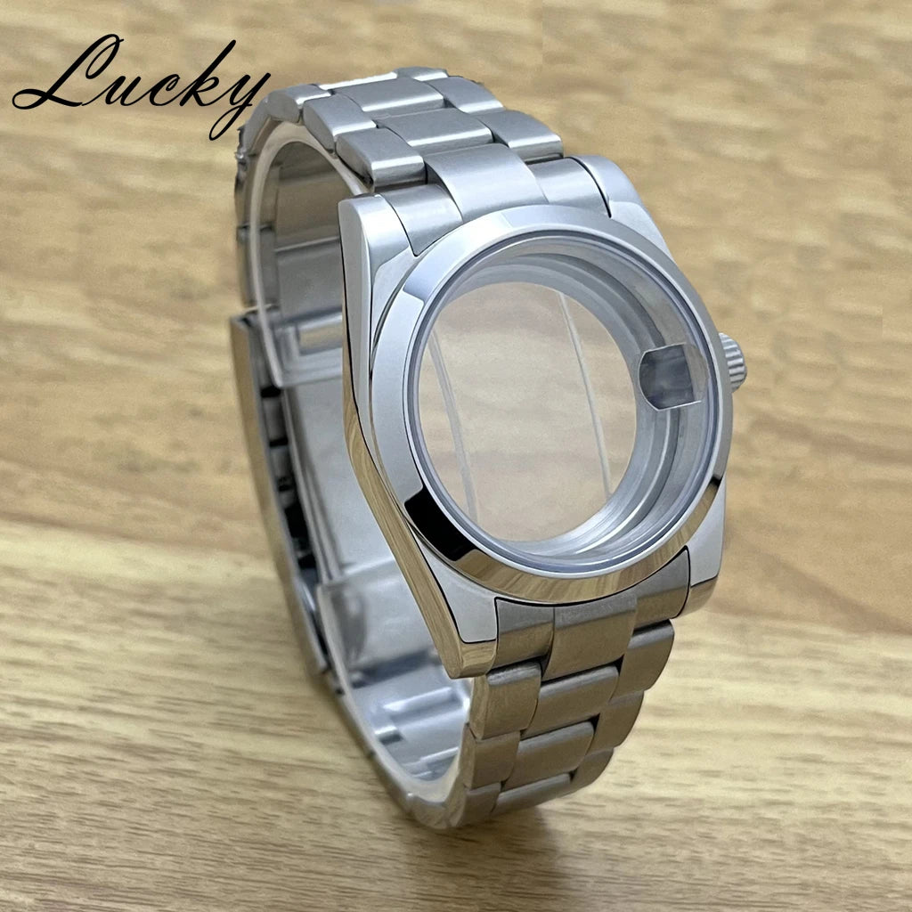 36mm 40mm Fit NH34 NH35 NH36 ETA2824 PT5000 Movement Case Brushed Center  Bracelet Sapphire Glass Crystal Suitable S Crown