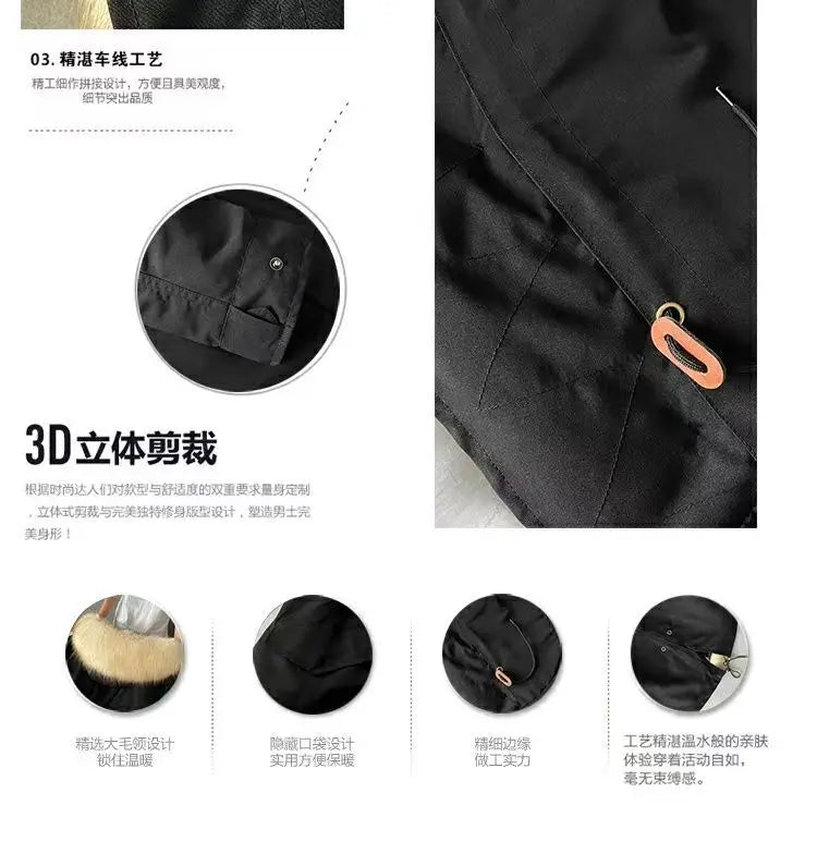 Winter Men Parka Warm Coat Men Wool Liner Jacket Long Hooded Jacket High Quality Raccoon Fur Collar