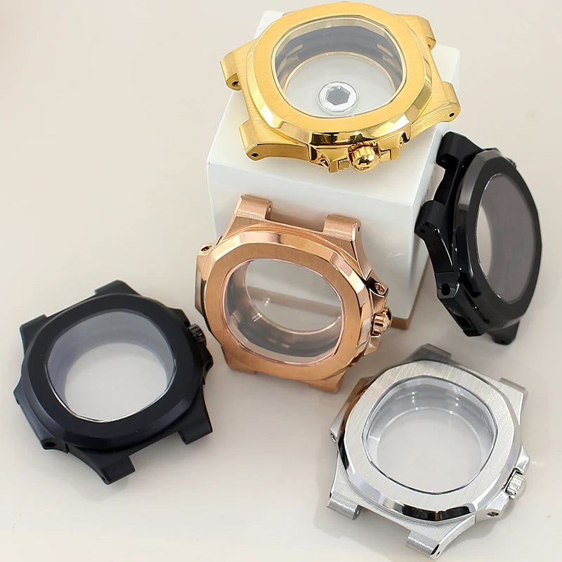 40mm NH35 Watch Cases Sapphire Crystal For Mod Nautilus Seiko NH34 NH35 NH36 NH38 4R36 Movement 29.8mm Dial Solid Steel Bracelet