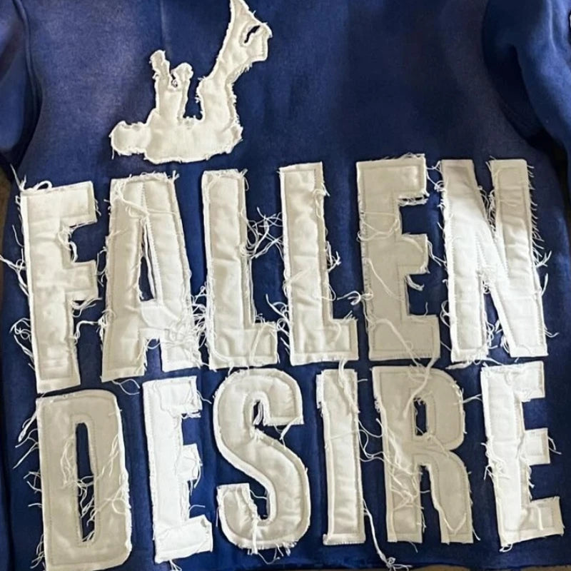 2025 Patchwork Embroidered Hoodie Street Harajuku Retro Loose Both Men and Women Harajuku Style High Street Hip-hop Retro