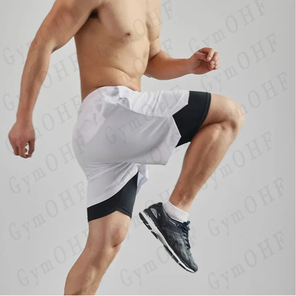 LONSDALE Men's Pattern Printed Fitness Shorts Double Layer 2-in-1 Fast Drying Fitness Outdoor Leisure Training Sports Shorts