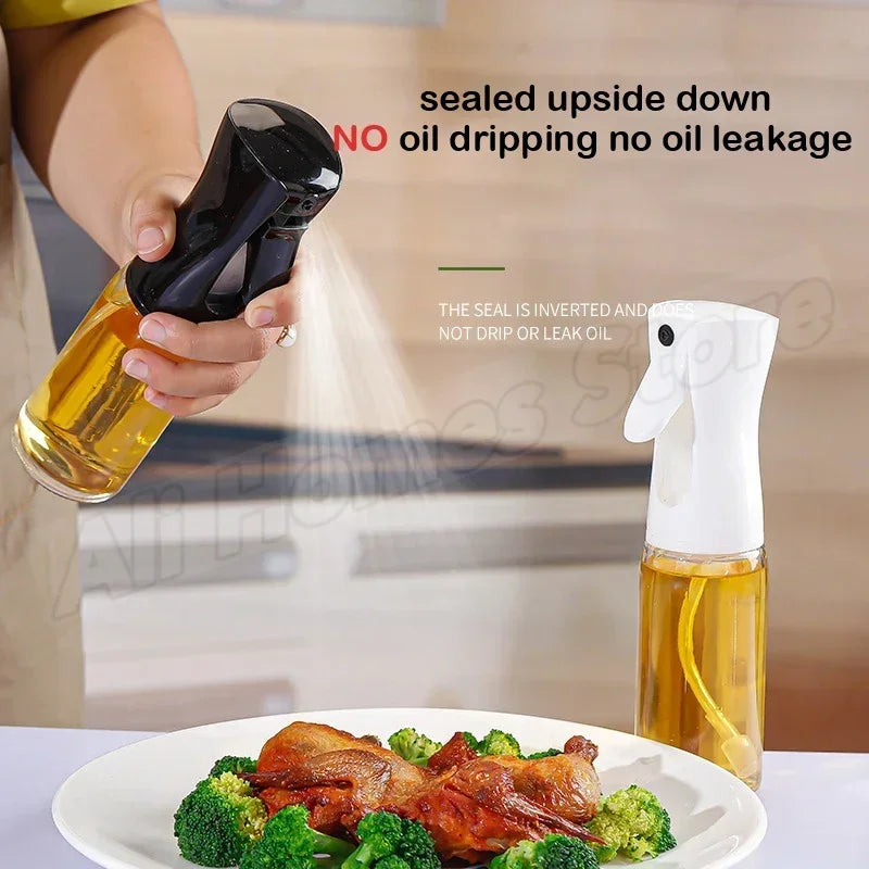 200/300/500ML Oil Air Pressure Double Nozzle Oil Spray Bottle Sprayer Kitchenware Oil Bottle Roasting Bottle Fitness Barbecue