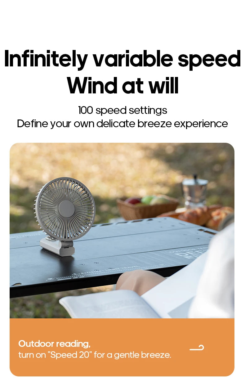 New Portable Folding Handheld Fan 3600mAh Desktop Rechargeable Fan 100-speed Wind Angle Adjustable for Home Outdoor Travel