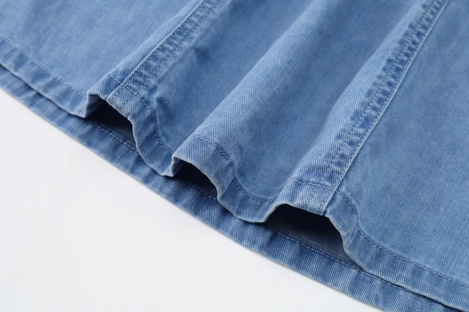 AS  SS2026 blue denim Collection super high quality bamboo knot denim fabric boys girls family match weekday clothes