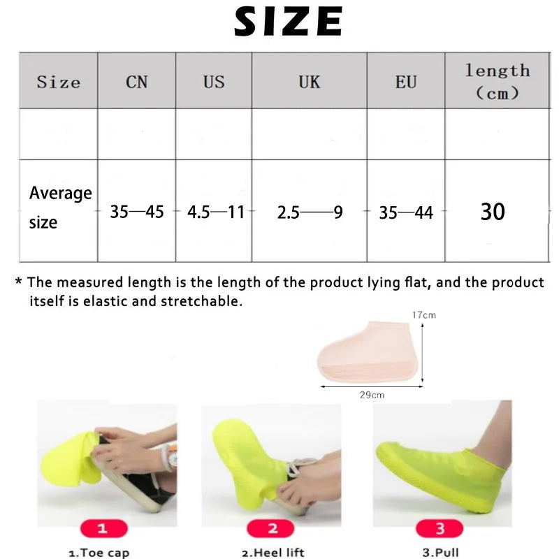 1 Pair Rubber Rain Boot Overshoes For Outdoor Use, Silicone Waterproof Shoe Covers, Rainy Day Shoe Cover, Reusable Non-Slip Rain