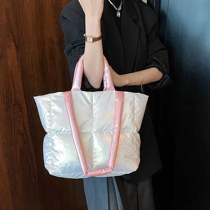 Yogodlns Large Capacity Underarm Bag Fashion Quilted Women Shoulder Bag Designer Space Padded Cotton Handbag Luxury Shopper Tote