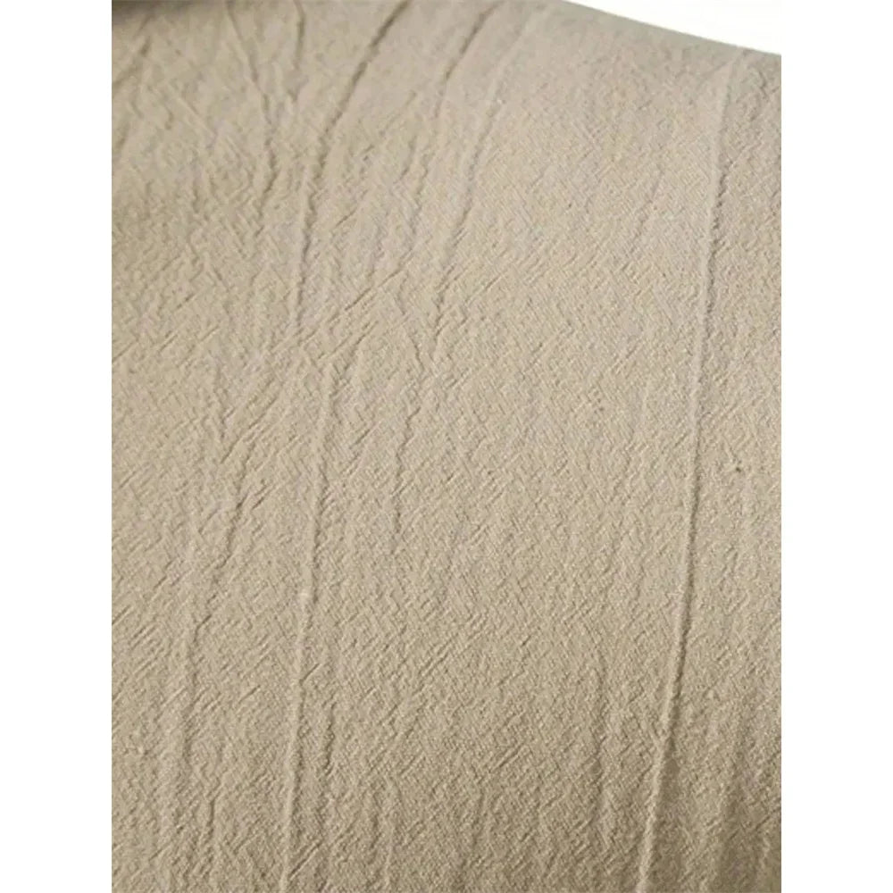 Men's Retro Shirt Short Sleeve Cotton Linen Lightweight Breathable Solid Color Fashion Tops Pirate V-neck Male Stylish Shirs