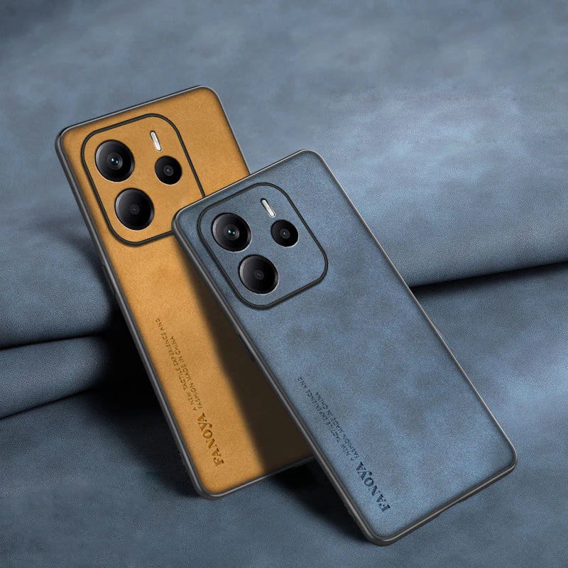For Xiaomi Redmi Note 14 5G Skin Feel Shockproof Matte Leather Case Soft Back Cover Funda For Redmi Note 14