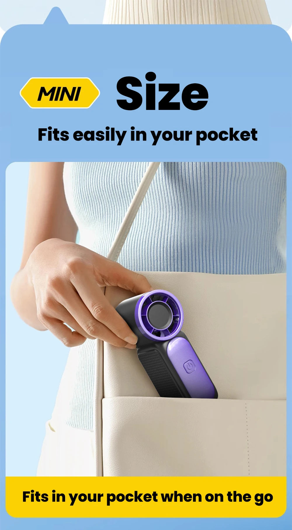 Portable Handheld Mini Fan Maximum Wind Speed 10m/s Folding Desktop 5speed Built in AI Chip Adjustment Fan Type-C Ports Charging